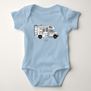 Campervan cartoon illustration baby bodysuit