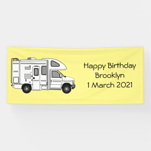 Campervan cartoon illustration banner (Horizontal)