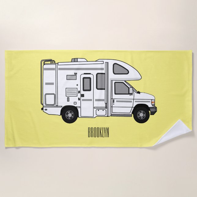 Campervan cartoon illustration beach towel (Front)