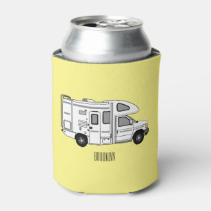 Campervan cartoon illustration can cooler