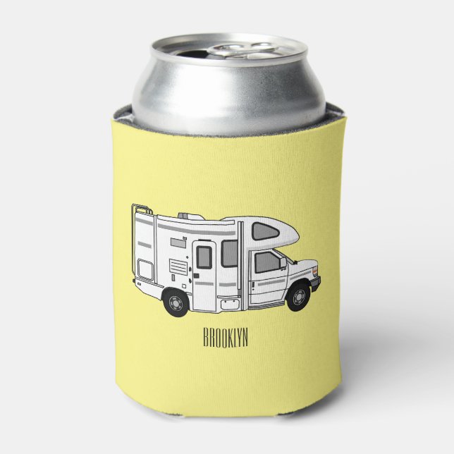 Campervan cartoon illustration can cooler (Can Front)