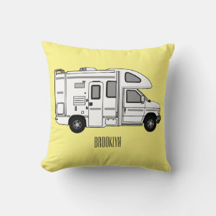 Campervan cartoon illustration cushion