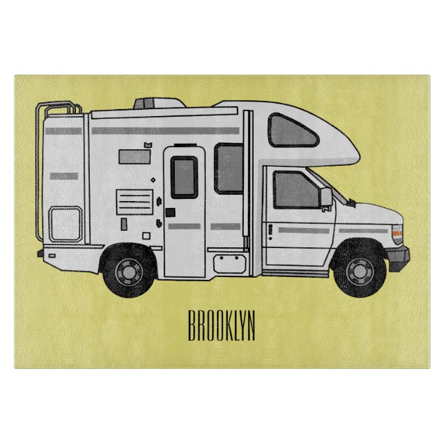 Campervan cartoon illustration cutting board (Front)
