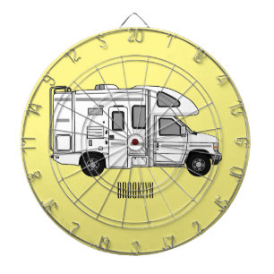Campervan cartoon illustration dartboard