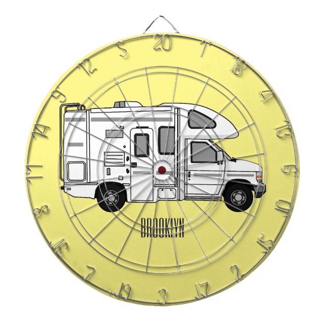 Campervan cartoon illustration dartboard (Front)