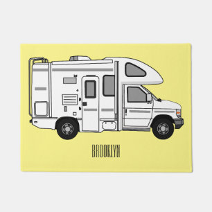 Campervan cartoon illustration doormat