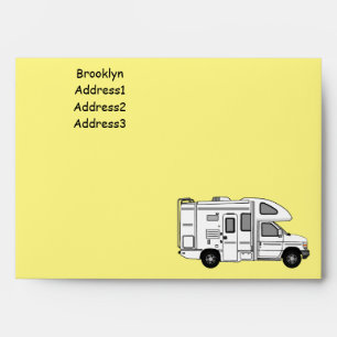 Campervan cartoon illustration envelope