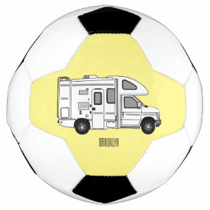 Campervan cartoon illustration football