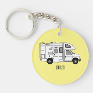 Campervan cartoon illustration key ring