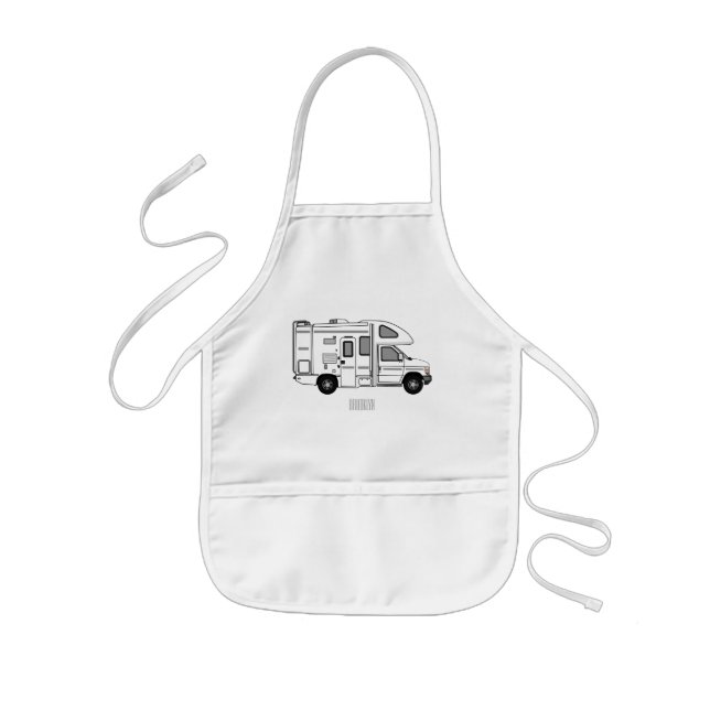 Campervan cartoon illustration kids apron (Front)