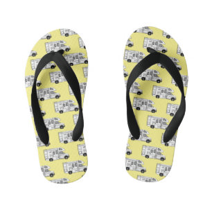 Campervan cartoon illustration kid's flip flops