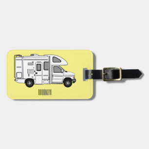 Campervan cartoon illustration luggage tag