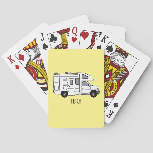 Campervan cartoon illustration playing cards (Back)