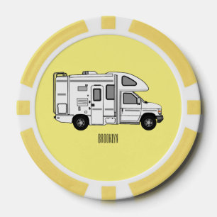 Campervan cartoon illustration poker chips