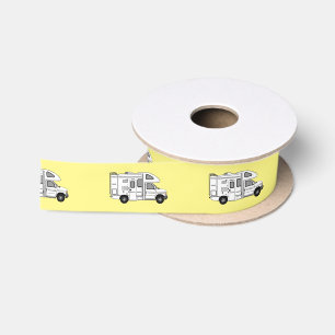 Campervan cartoon illustration satin ribbon
