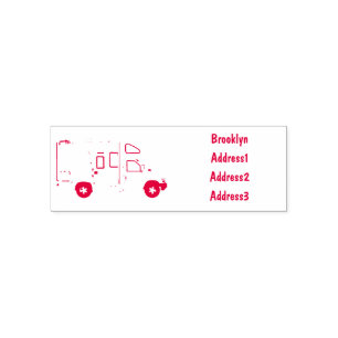 Campervan cartoon illustration self-inking stamp