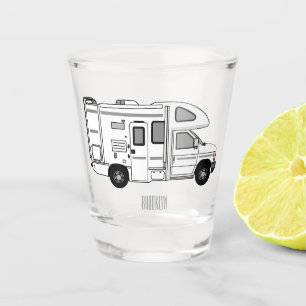 Campervan cartoon illustration shot glass