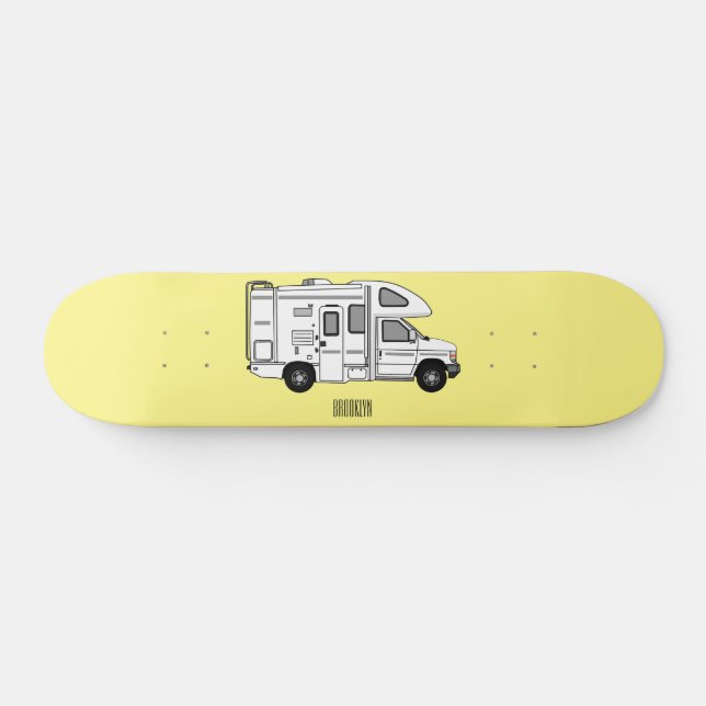 Campervan cartoon illustration skateboard (Horz)