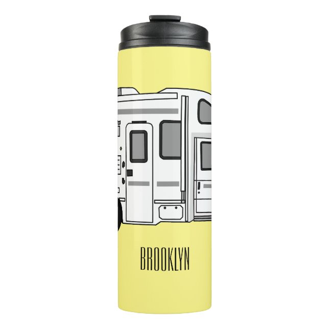 Campervan cartoon illustration thermal tumbler (Front)