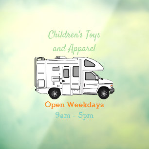 Campervan cartoon illustration window cling