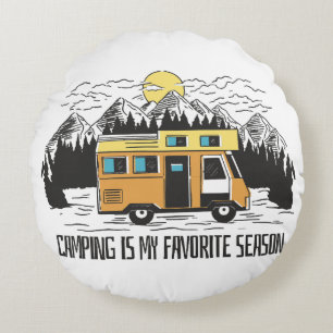 Campervan Mountain Retreat Round Cushion