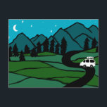 Campervan Mountains Vanlife RV Moon Stars Postcard<br><div class="desc">Check out this awesome postcard with drawings of mountains and a camper van. Add your own text. Check out my shop for butterflies,  birds,  RVs,  camping,  hiking,  flowers and lots more!</div>