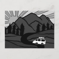 Campervan Mountains Vanlife RV Sunrise B&W