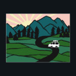 Campervan Mountains Vanlife RV Sunrise Postcard<br><div class="desc">Check out this awesome postcard with drawings of mountains and a camper van. Add your own text. Check out my shop for butterflies,  birds,  RVs,  camping,  hiking,  flowers and lots more!</div>