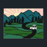 Campervan Mountains Vanlife RV Sunrise Postcard<br><div class="desc">Check out this awesome postcard with drawings of mountains and a camper van. Add your own text. Check out my shop for butterflies,  birds,  RVs,  camping,  hiking,  flowers and lots more!</div>