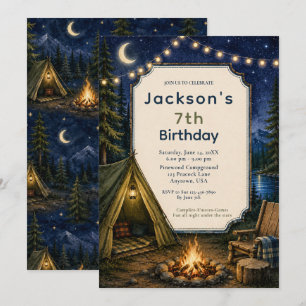 Campfire Adventure Woodland Birthday Invitation