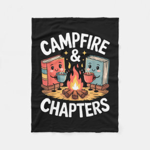 Campfire and chapters reading camping book mascots fleece blanket