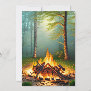 Campfire and Forest  Invitation