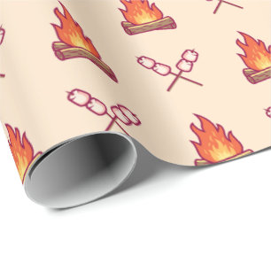 Campfire and Marshmallow Pattern Wrapping Paper