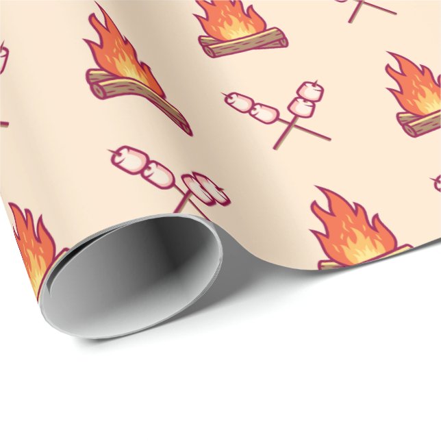 Campfire and Marshmallow Pattern Wrapping Paper (Roll Corner)