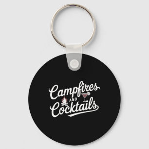 Campfire And Tails Summer Camping Graphic Design Key Ring