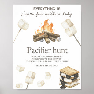 Campfire baby shower - Pacifier hunt game Poster