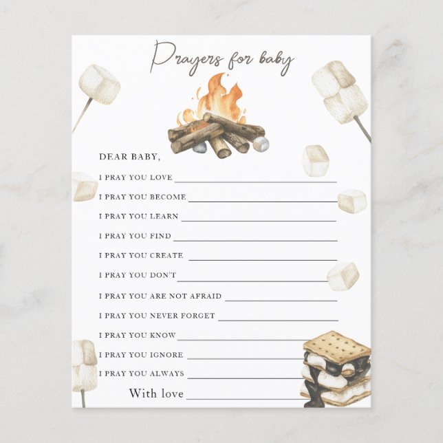 Campfire baby shower - Prayers for baby (Front)
