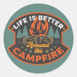 Campfire Badge Word Art  Classic Round Sticker