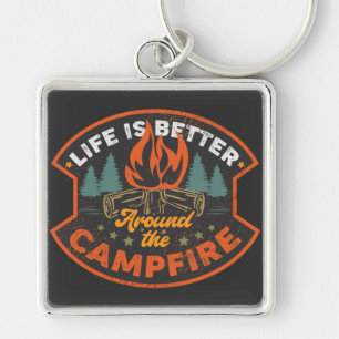 Campfire Badge Word Art Large Key Ring