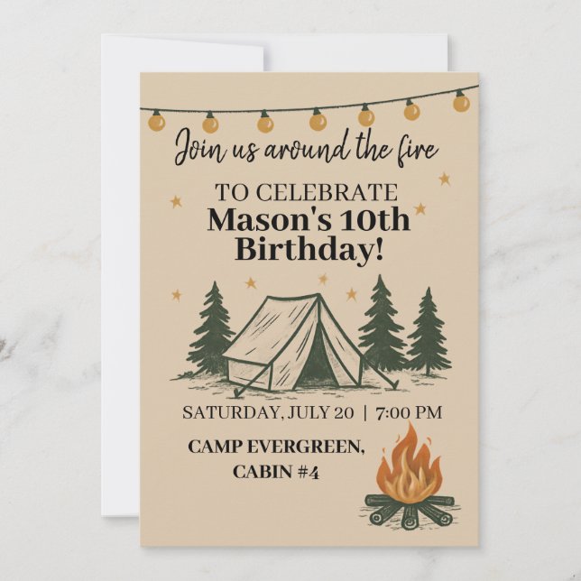 Campfire Birthday Invitation (Front)