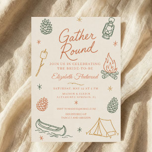 campfire bridal shower camping invitation