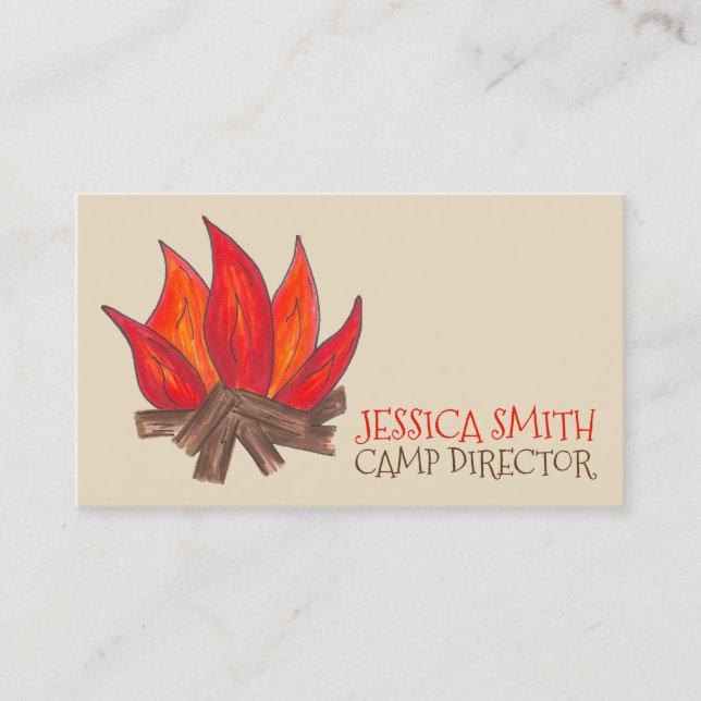 Campfire Camp Fire Counsellor Director Campground Business Card (Front)