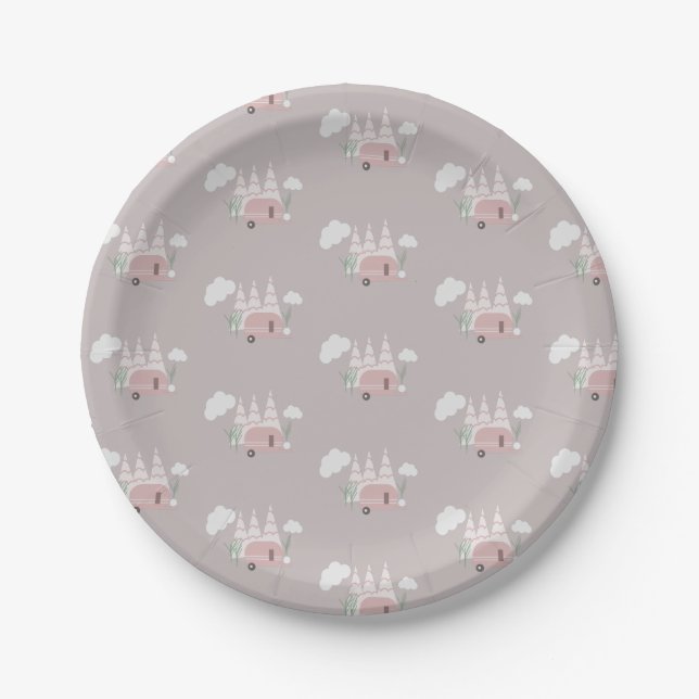 Campfire Camping Outdoor Birthday Boho  Paper Plat Plate (Front)