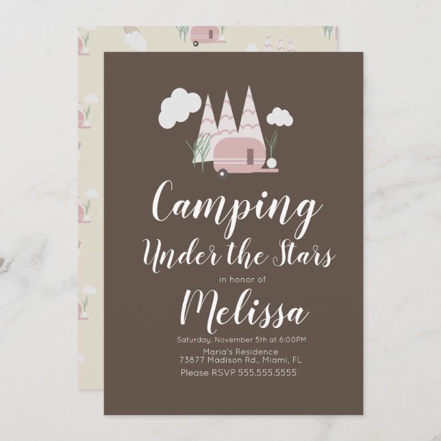 Campfire Camping Outdoor Party Boho Invitation (Front/Back)