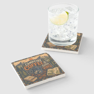 Campfire Coffee And Good Vibes Stone Coaster