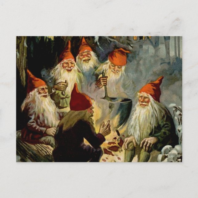 “Campfire Cooking” Elves by Jenny Nystrom Postcard (Front)