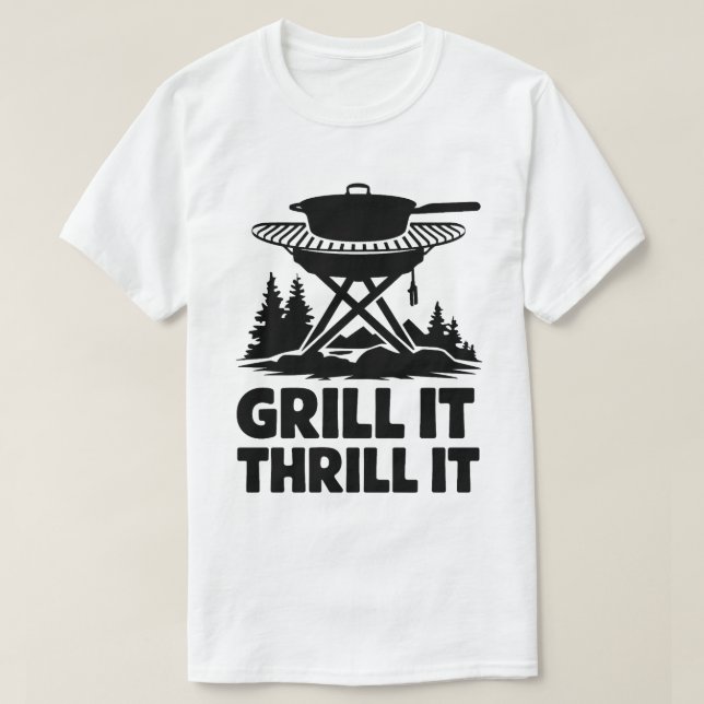 Campfire Cooking Grill Adventure Quote Design T-Shirt (Design Front)