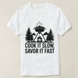 Campfire Cooking Pot Mountain Wilderness Art T-Shirt