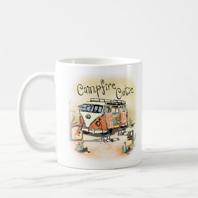 Campfire Cutie Vintage Camping Coffee Mug (Left)