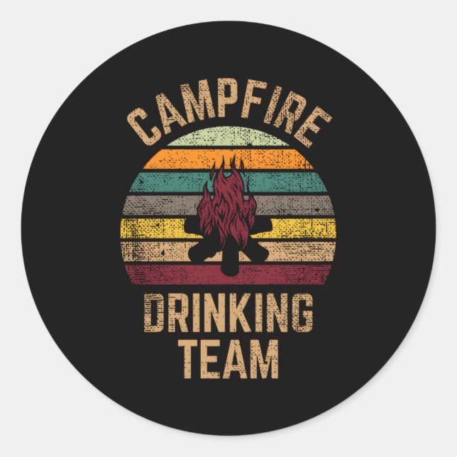 Campfire Drinking Team Beer Alcohol Camg Classic Round Sticker (Front)